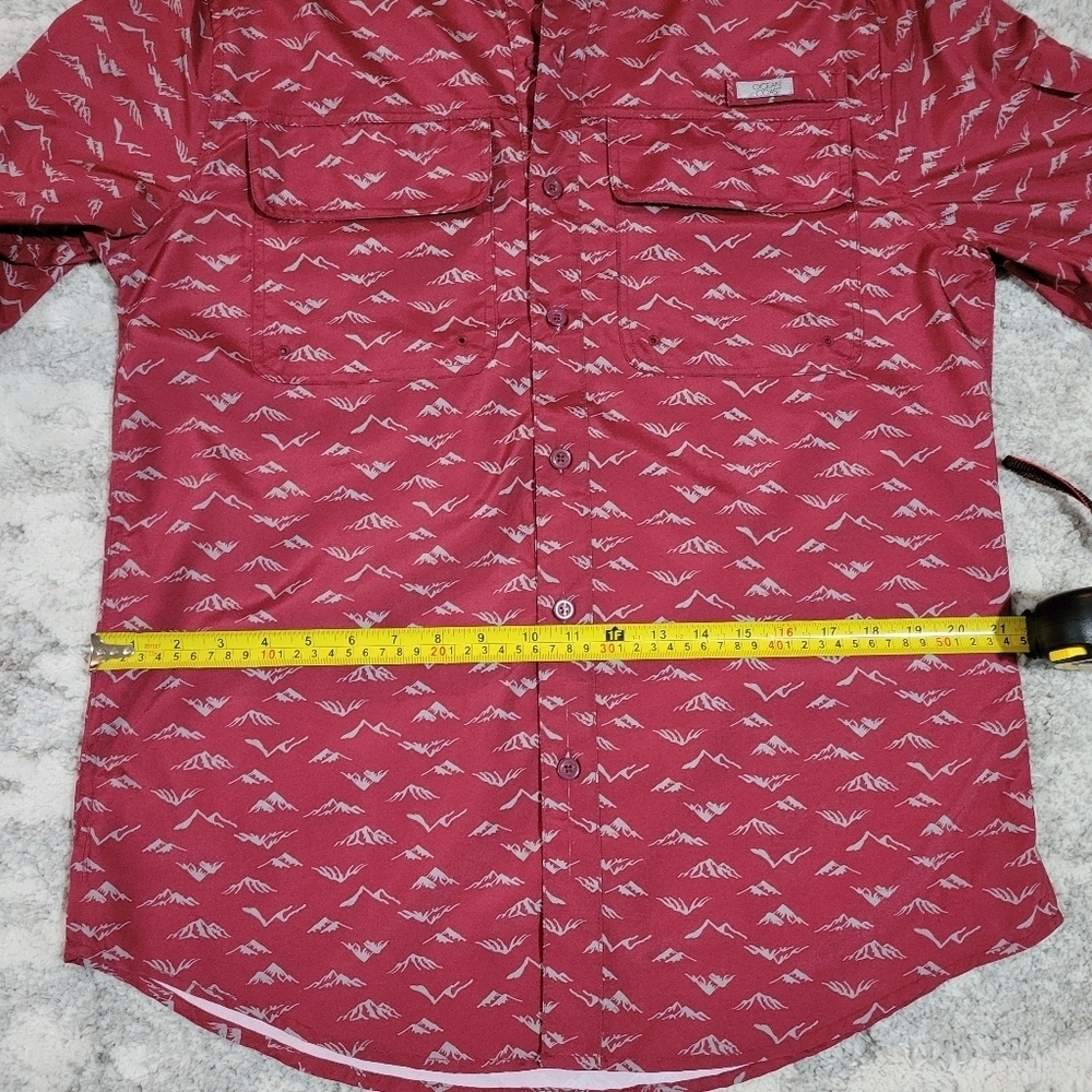Ocean Coast Red Patterned Button-Up Shirt - Picture 9 of 11